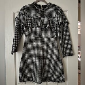 Zara Black and White Houndstooth Dress